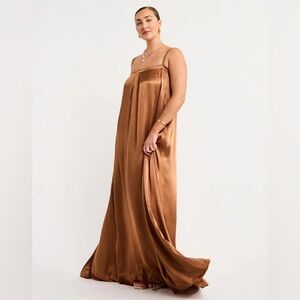 La Lune Column Maxi Dress in Almond
